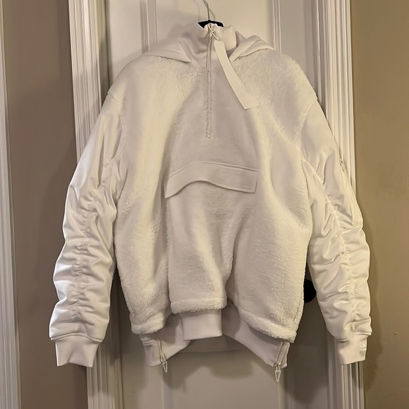 Adidas Women Ivy Park Half-Zip Sherpa Layered Jacket White LG